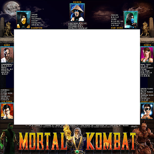 Bisel alternativo de lista de movimientos de Mortal Kombat