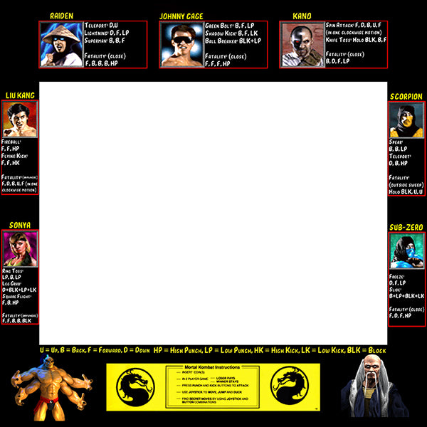 Bisel de lista de movimientos de Mortal Kombat
