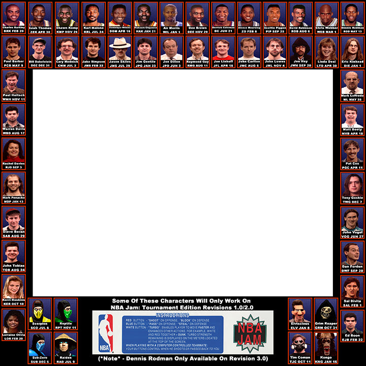 Bisel de lista de movimientos de NBA Jam