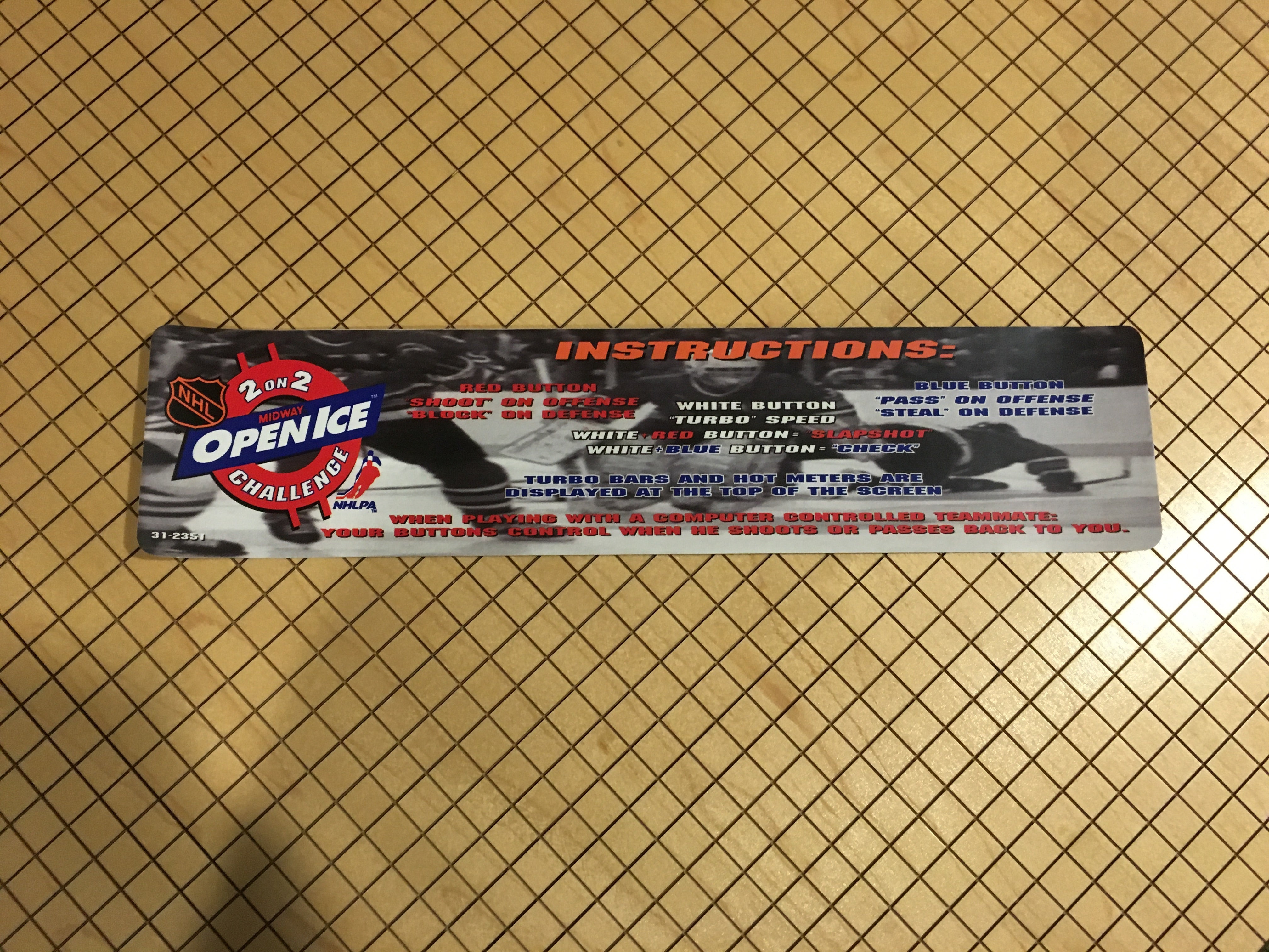 Tarjeta de instrucciones de hielo abierto de la NHL