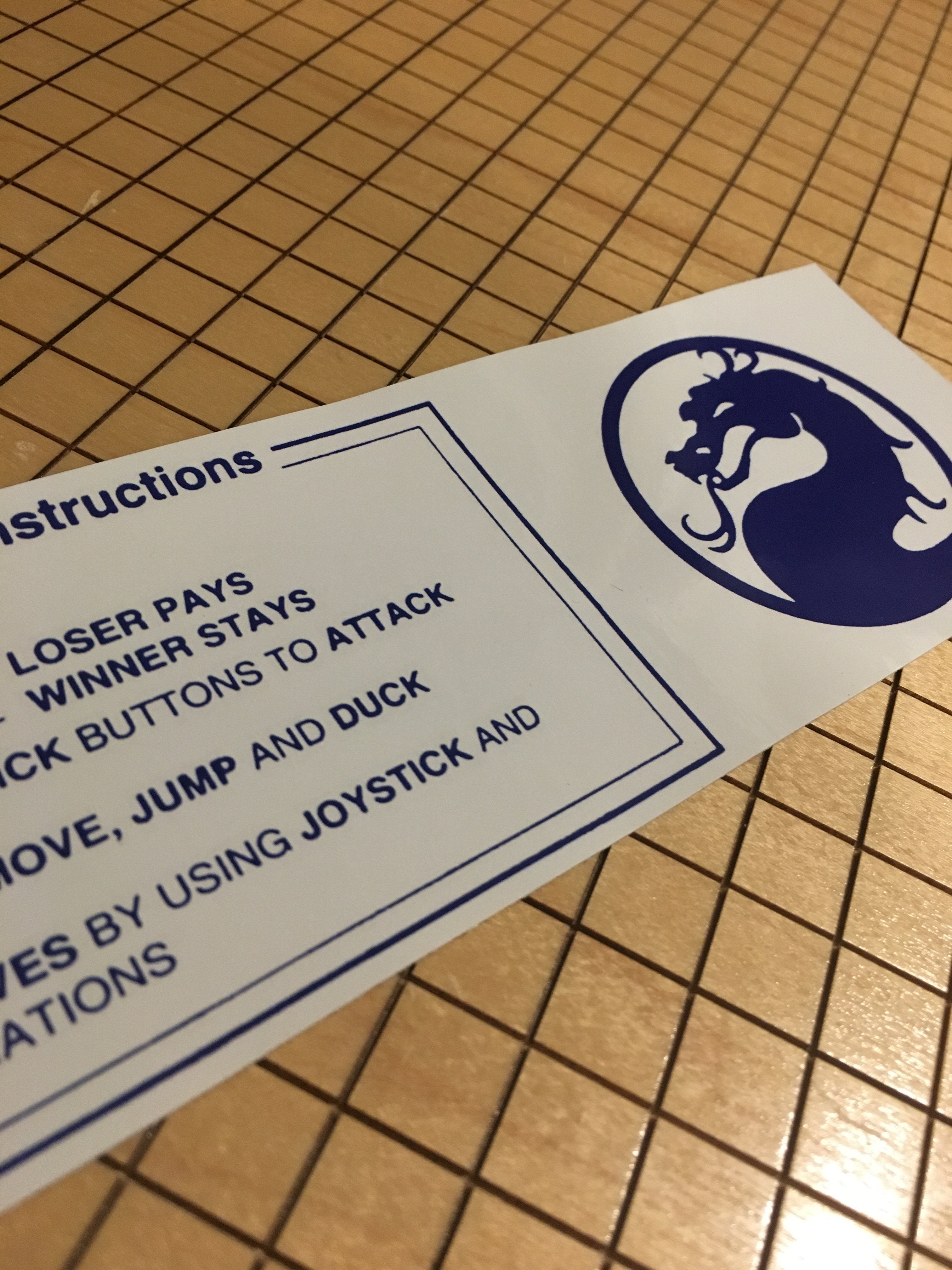 Tarjeta de instrucciones de Mortal Kombat 2