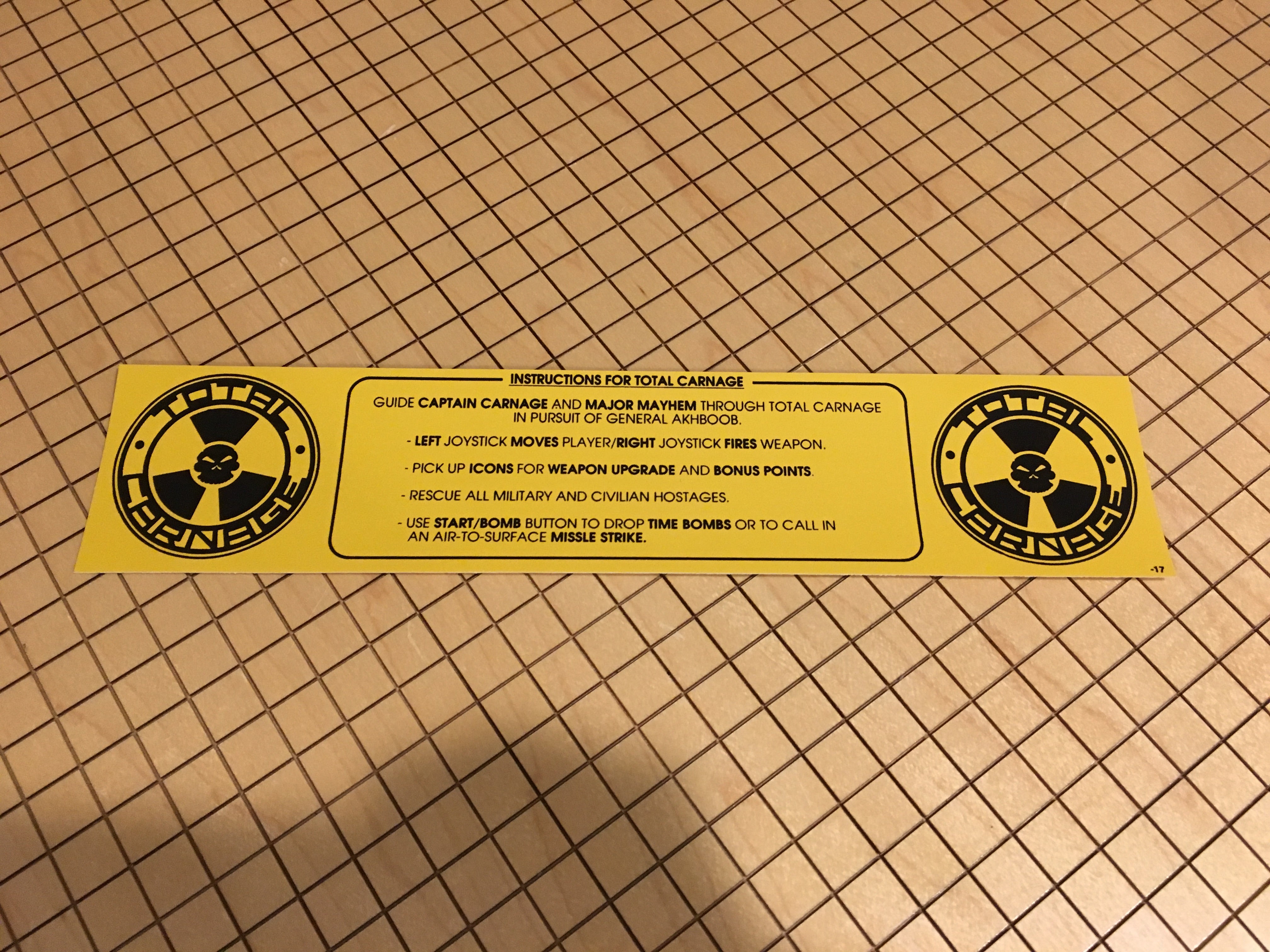 Total Carnage Instruction Card