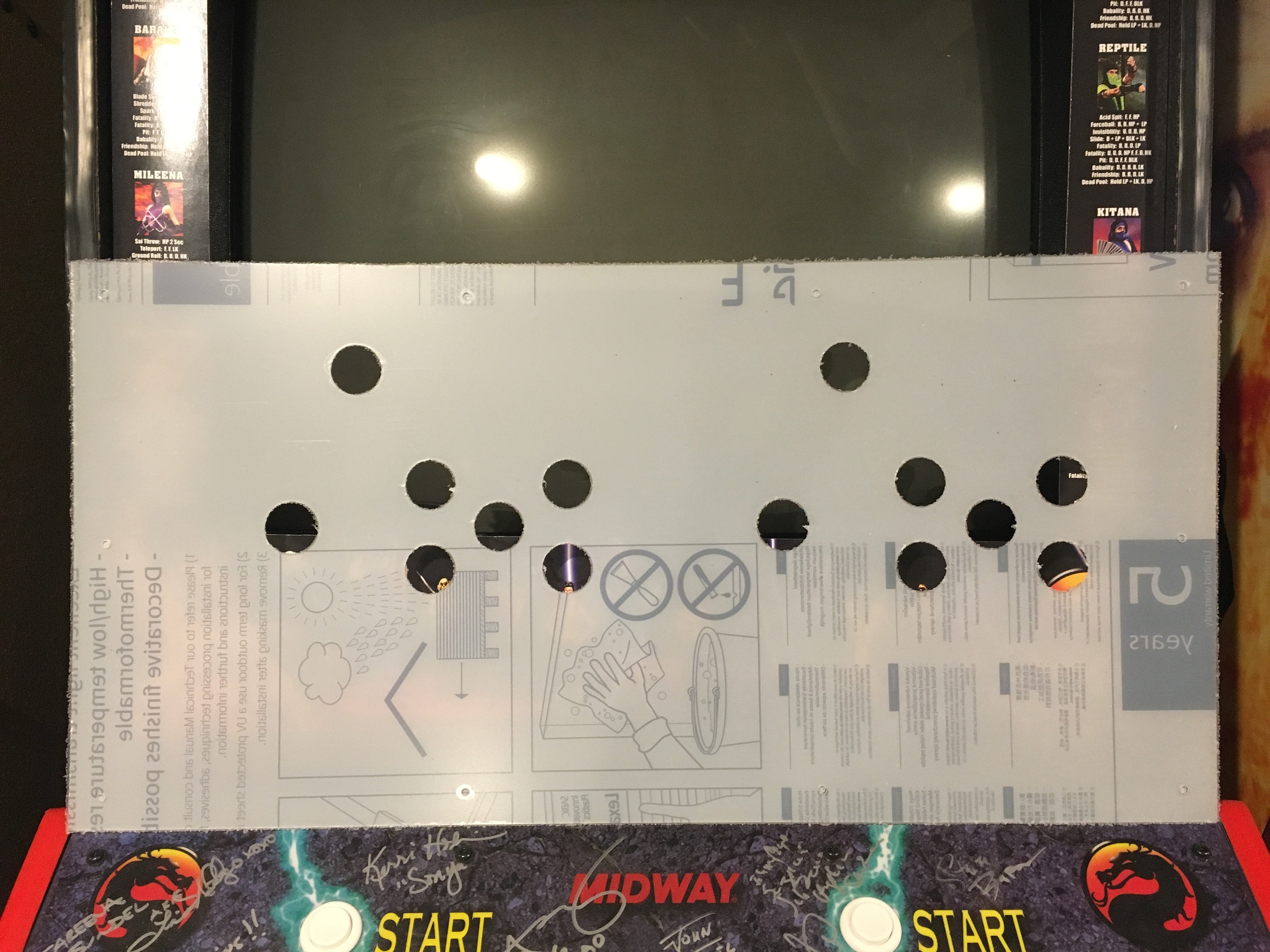 Mortal Kombat 2 Lexan/Polycarbonate Control Panel Protector