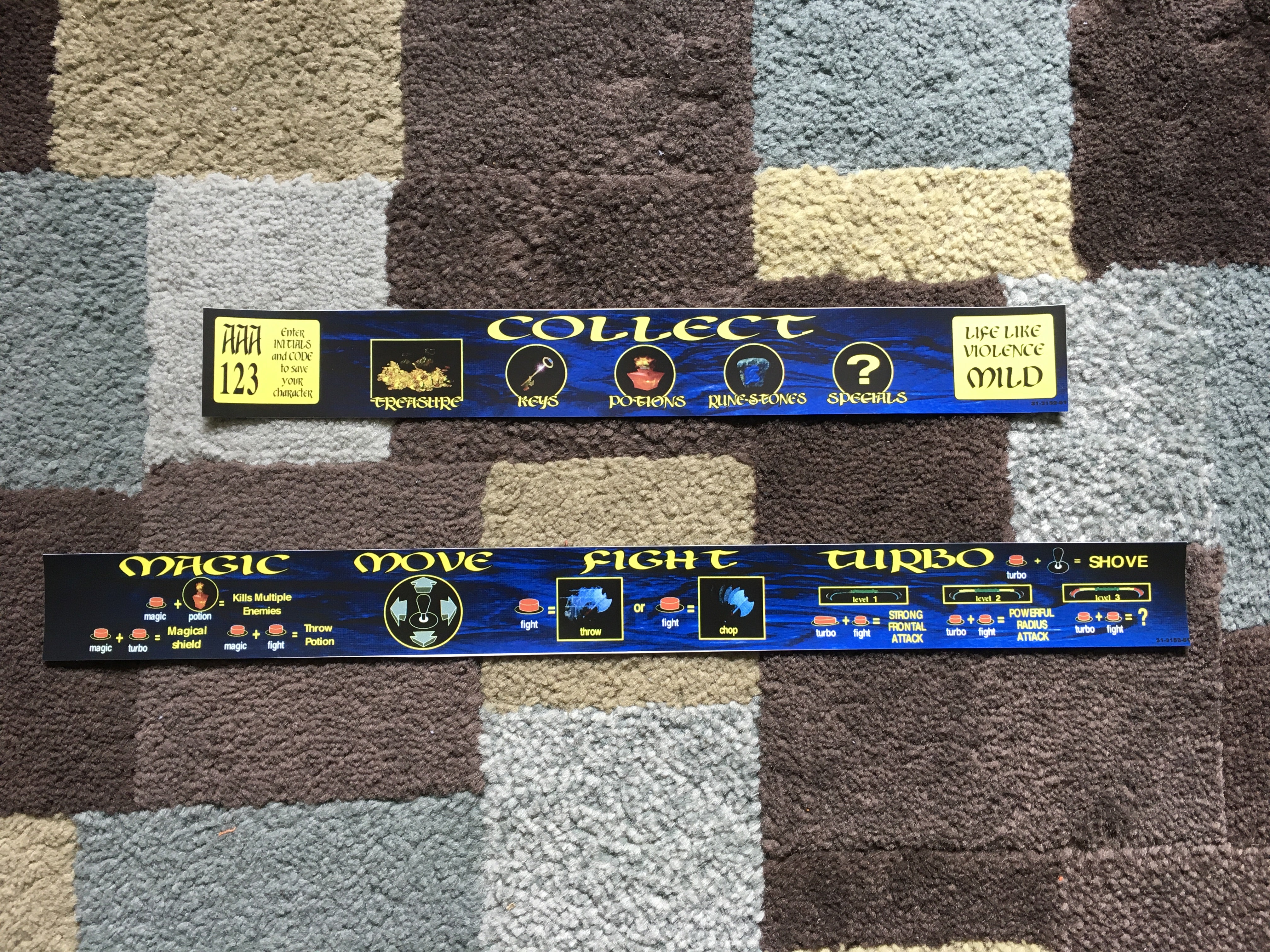 Tarjetas de instrucciones de Gauntlet Legends