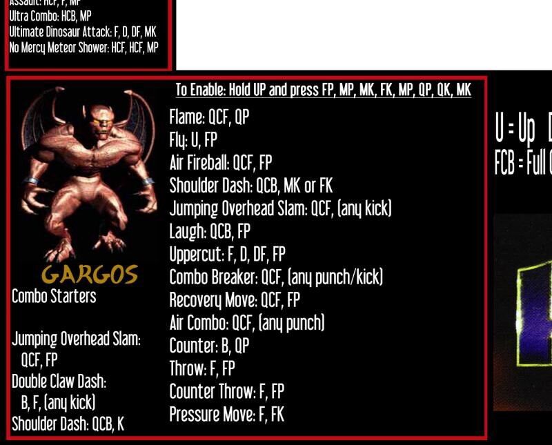 Killer Instinct 2 Move List Bezel