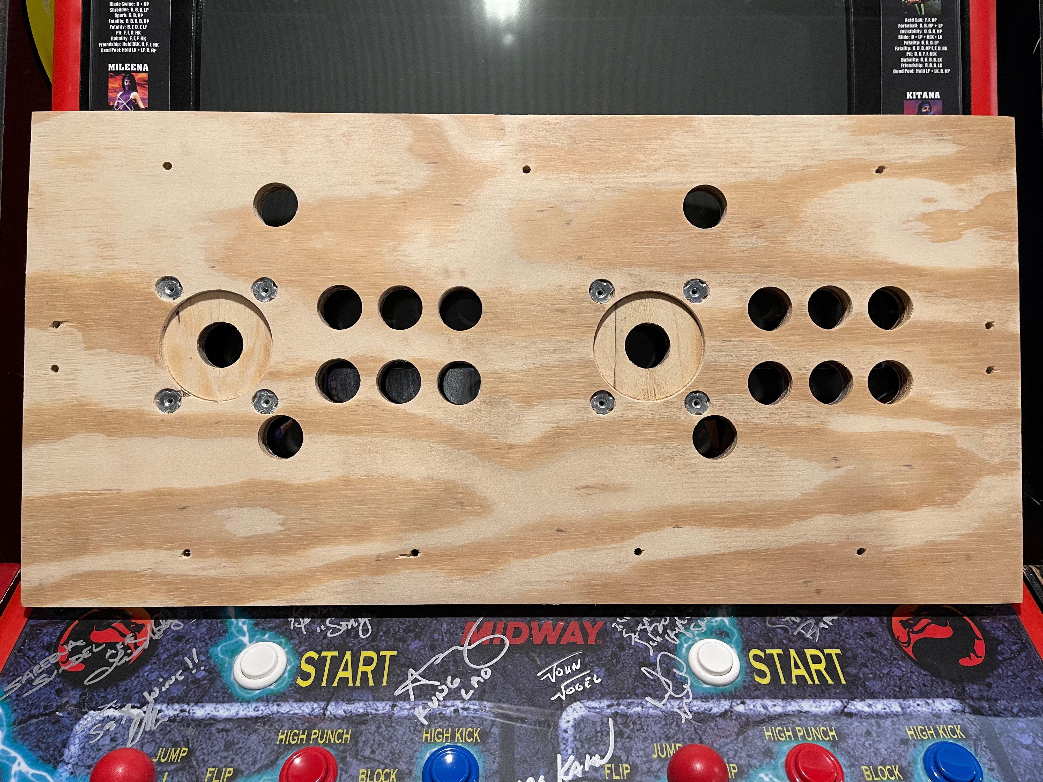 Panel de control de madera de 7 botones estilo Mortal Kombat