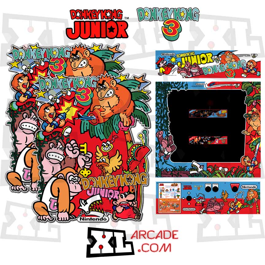 Donkey Kong Jr & Donkey Kong 3 Combo Complete Art Kit