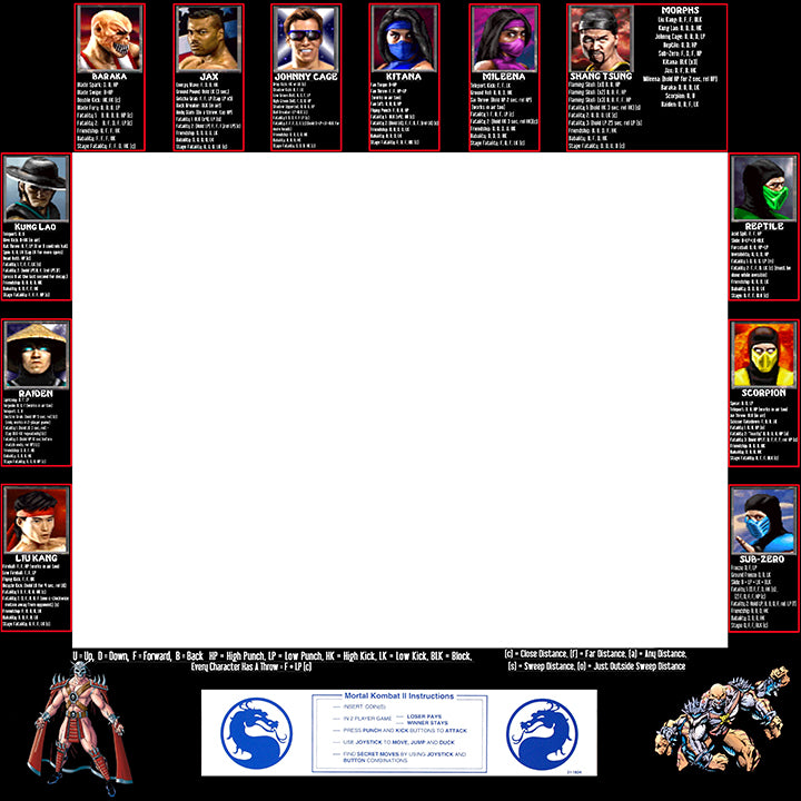 Bisel de lista de movimientos de Mortal Kombat 2