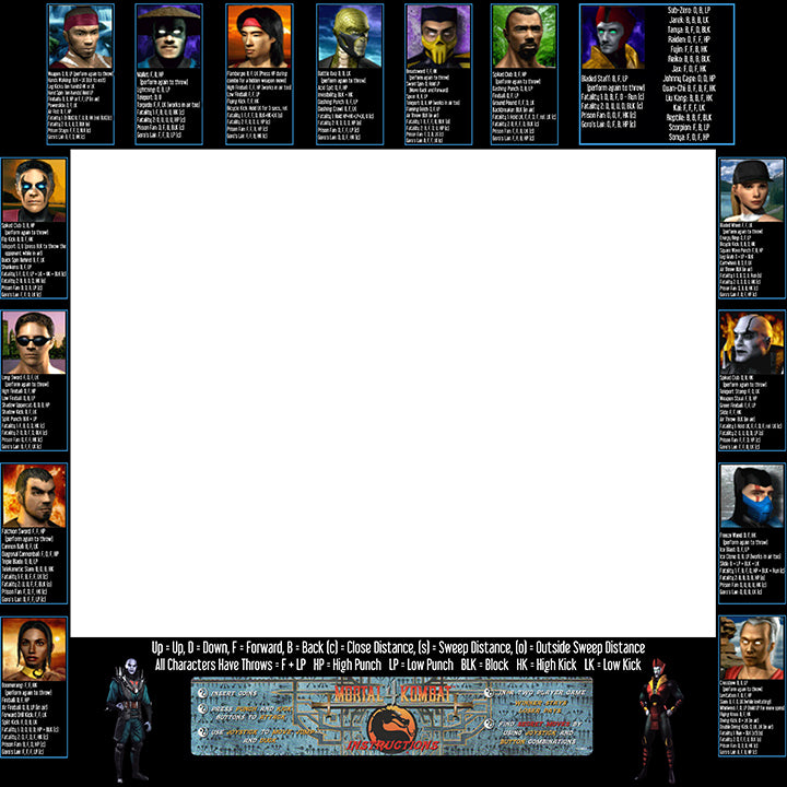 Lunette de liste de mouvements de Mortal Kombat 4