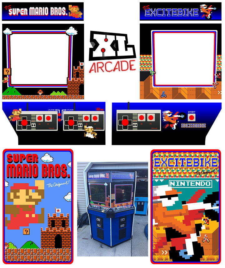 Super Mario Bros & Excitebike Combo Dual Side by Side Complete Art Kit