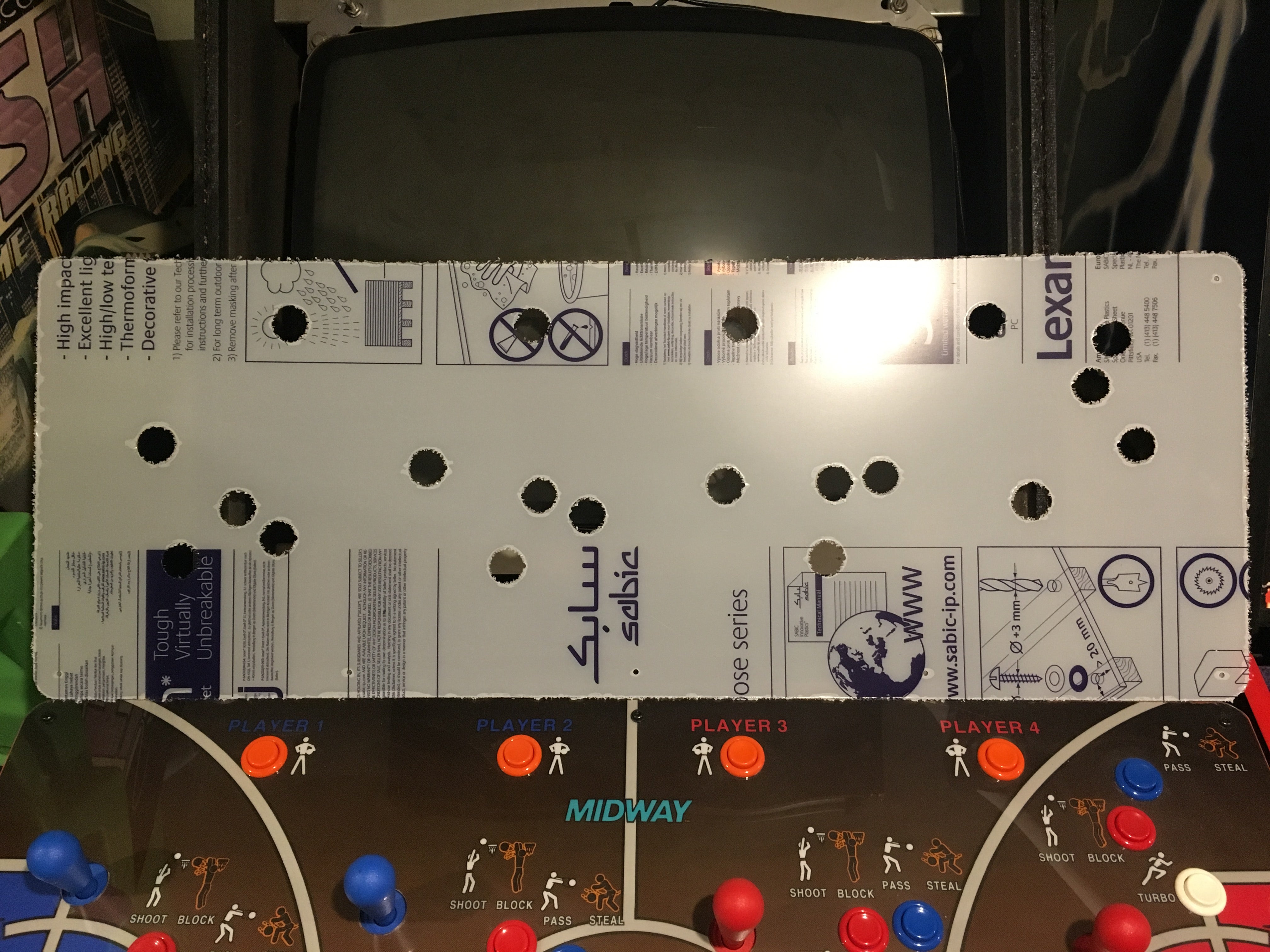 NBA Jam & Tournament Edition Lexan/Polycarbonate Control Panel Protector
